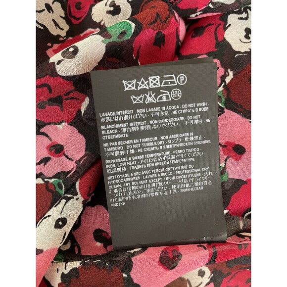 Saint Laurent Paris Poppy-Print Red Silk Blouse Size Small-Med F36 - Picture 7 of 8